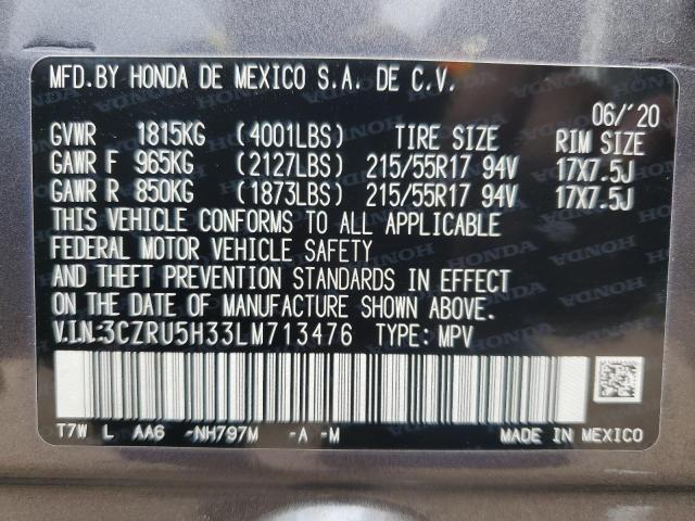 Photo 10 VIN: 3CZRU5H33LM713476 - HONDA HR-V LX 