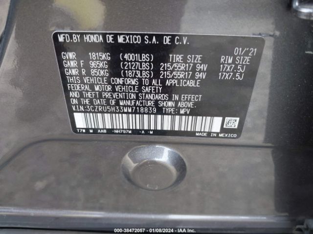 Photo 8 VIN: 3CZRU5H33MM718839 - HONDA HR-V 