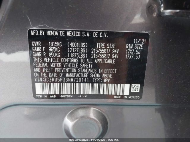 Photo 8 VIN: 3CZRU5H33NM720141 - HONDA HR-V 