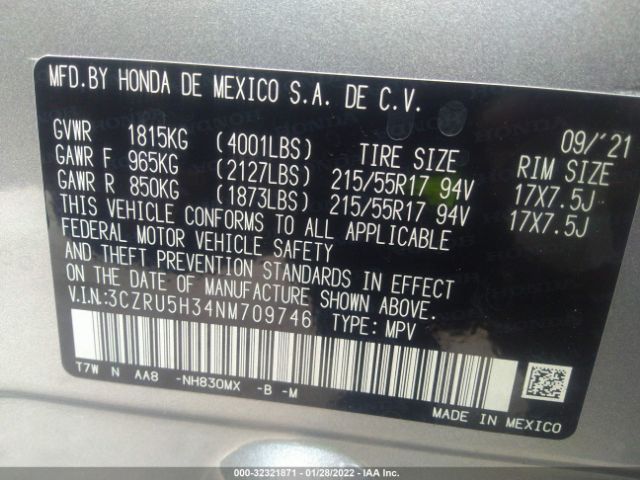 Photo 8 VIN: 3CZRU5H34NM709746 - HONDA HR-V 