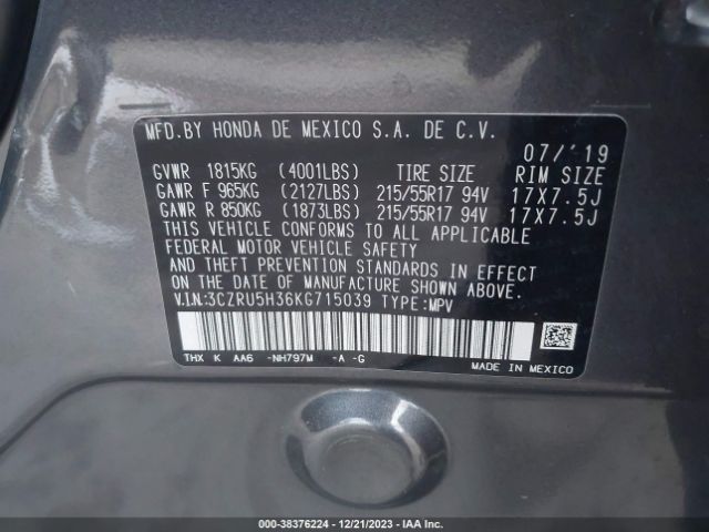 Photo 8 VIN: 3CZRU5H36KG715039 - HONDA HR-V 