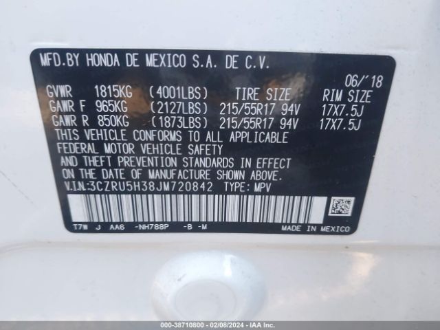 Photo 8 VIN: 3CZRU5H38JM720842 - HONDA HR-V 