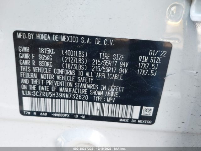 Photo 8 VIN: 3CZRU5H39NM732620 - HONDA HR-V 