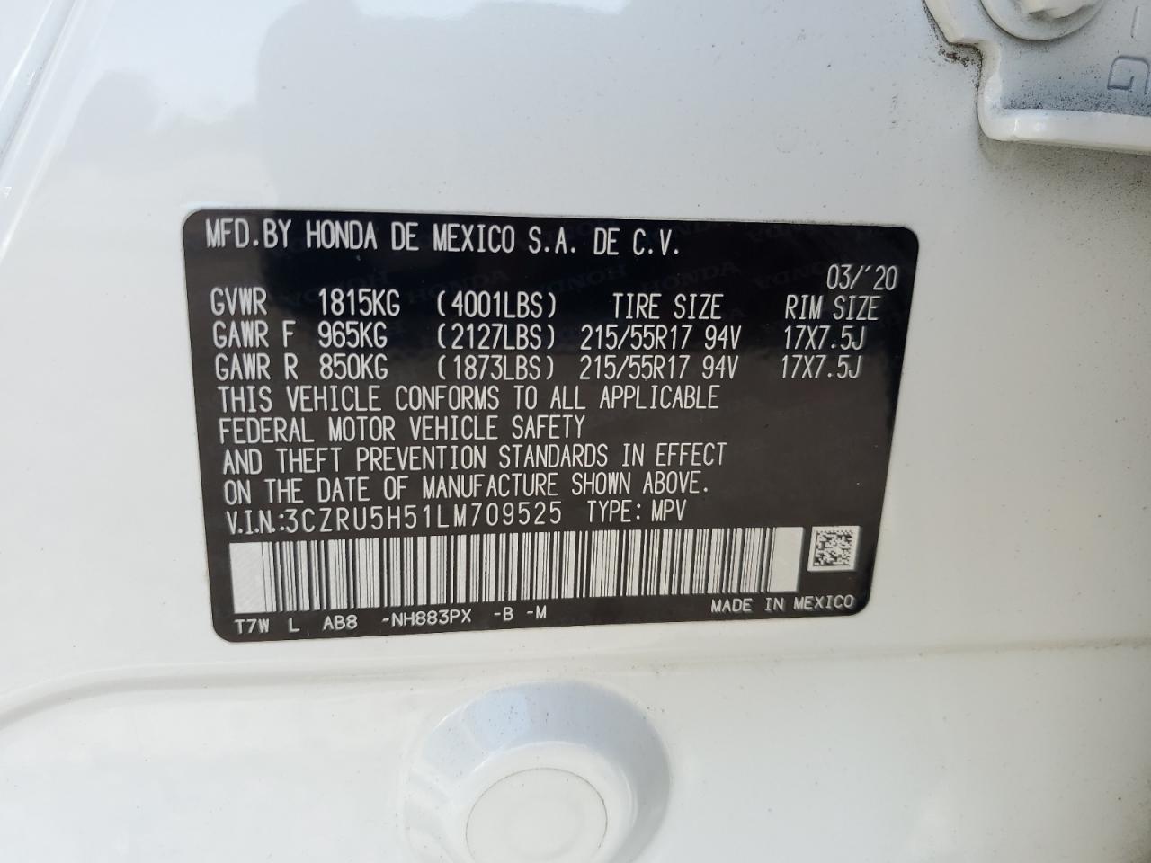 Photo 12 VIN: 3CZRU5H51LM709525 - HONDA HR-V 