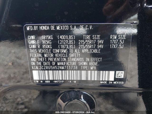 Photo 8 VIN: 3CZRU5H52NM711738 - HONDA HR-V 