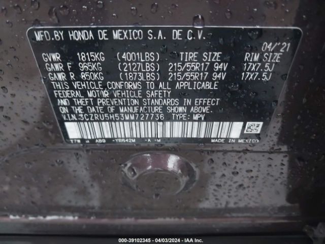 Photo 8 VIN: 3CZRU5H53MM727736 - HONDA HR-V 