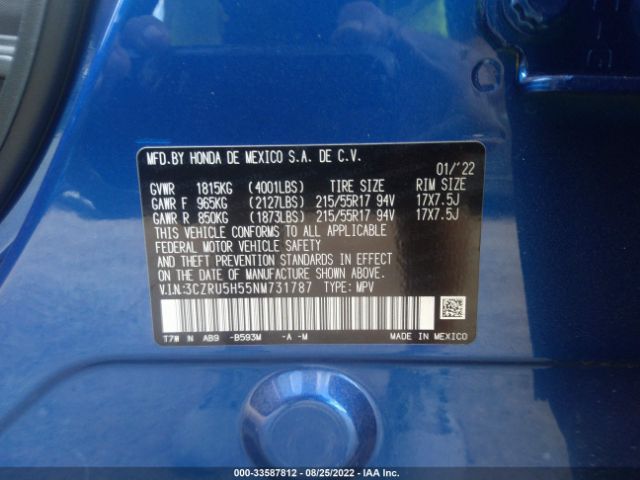 Photo 8 VIN: 3CZRU5H55NM731787 - HONDA HR-V 