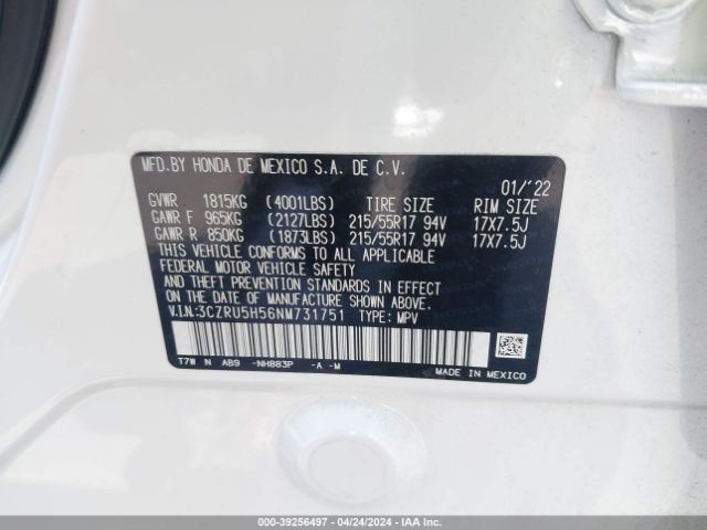 Photo 8 VIN: 3CZRU5H56NM731751 - HONDA HR-V 