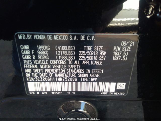 Photo 8 VIN: 3CZRU6H11MM752086 - HONDA HR-V 