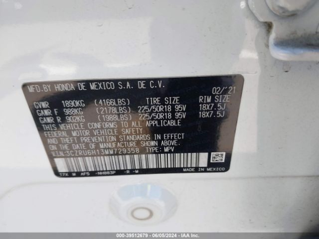 Photo 8 VIN: 3CZRU6H13MM729358 - HONDA HR-V 