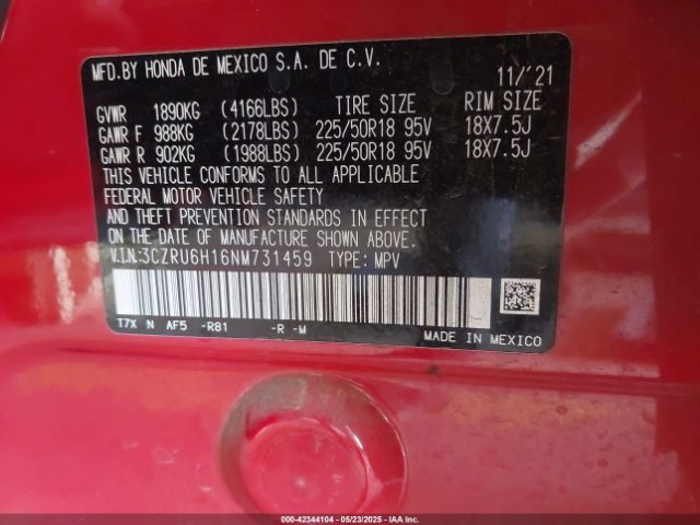 Photo 8 VIN: 3CZRU6H16NM731459 - HONDA HR-V 