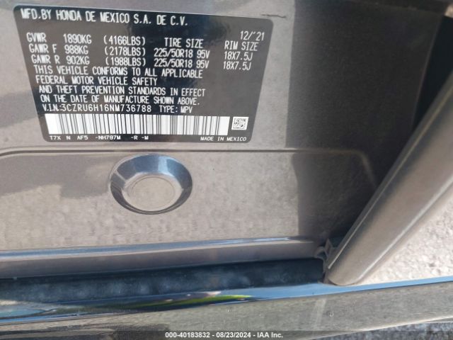 Photo 8 VIN: 3CZRU6H16NM736788 - HONDA HR-V 