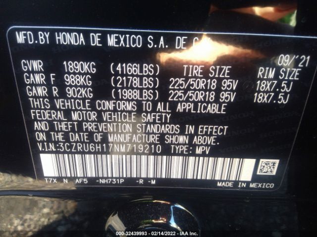 Photo 8 VIN: 3CZRU6H17NM719210 - HONDA HR-V 