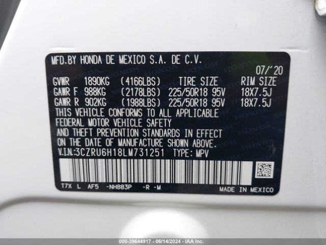 Photo 8 VIN: 3CZRU6H18LM731251 - HONDA HR-V 