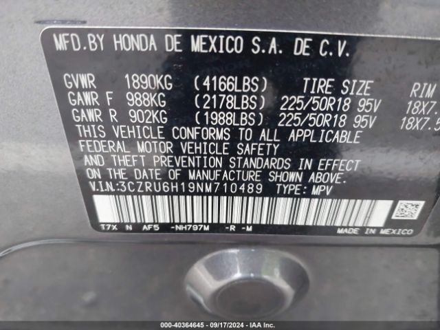 Photo 8 VIN: 3CZRU6H19NM710489 - HONDA HR-V 