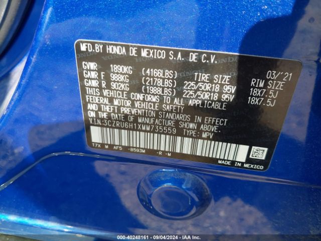 Photo 8 VIN: 3CZRU6H1XMM735559 - HONDA HR-V 