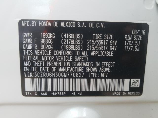 Photo 9 VIN: 3CZRU6H30GM770827 - HONDA HR-V LX 