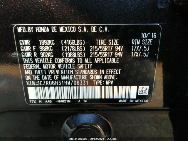 Photo 8 VIN: 3CZRU6H31HM706331 - HONDA HR-V 