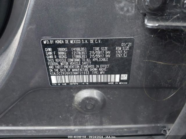 Photo 8 VIN: 3CZRU6H32MM721933 - HONDA HR-V 