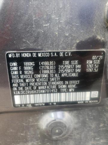 Photo 9 VIN: 3CZRU6H35NM701452 - HONDA HR-V LX 