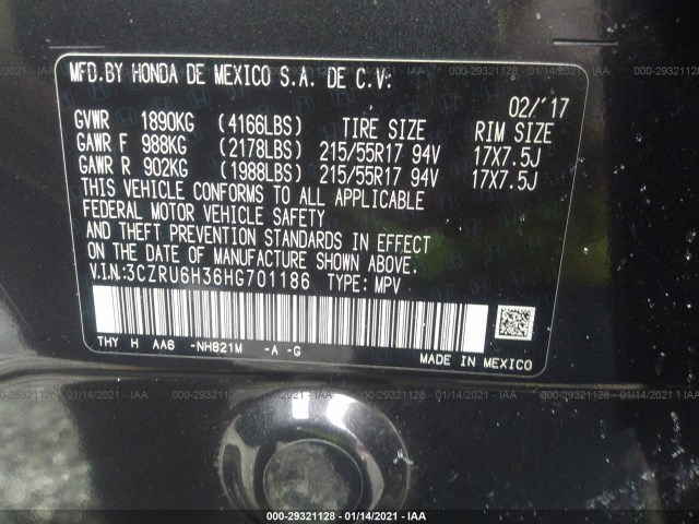 Photo 8 VIN: 3CZRU6H36HG701186 - HONDA HR-V 