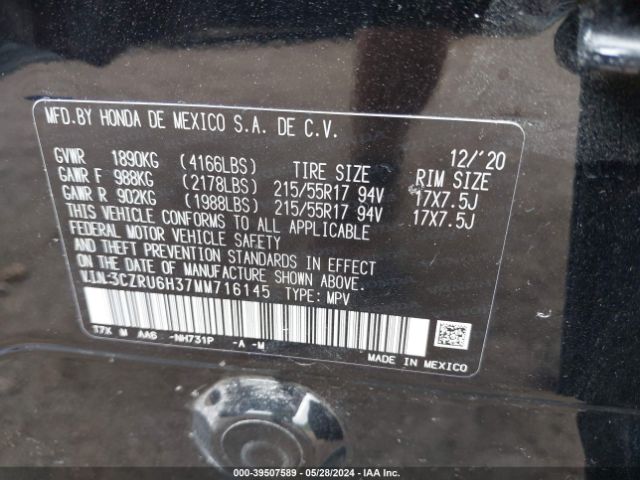 Photo 8 VIN: 3CZRU6H37MM716145 - HONDA HR-V 