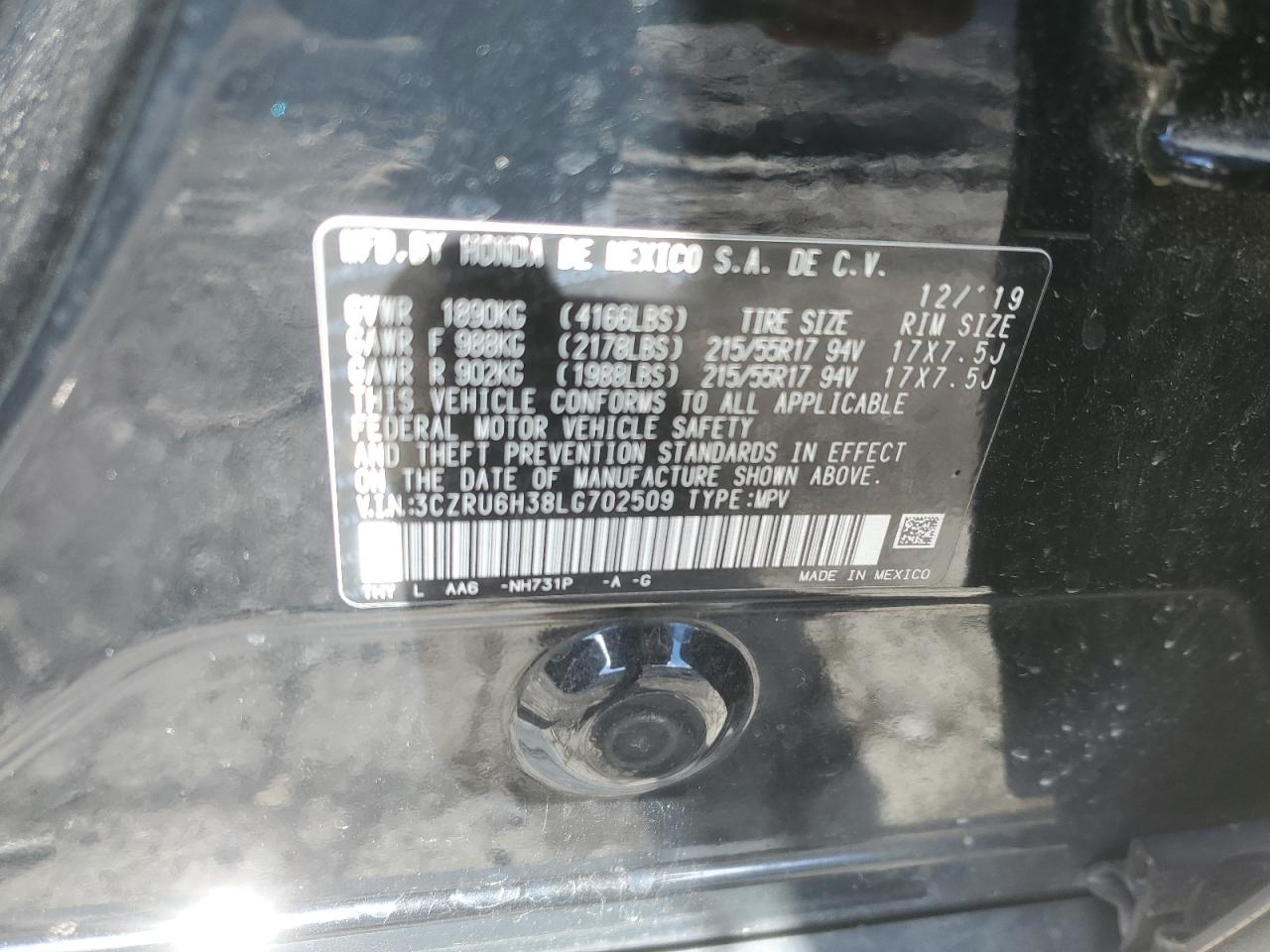 Photo 12 VIN: 3CZRU6H38LG702509 - HONDA HR-V 