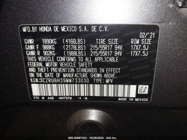 Photo 8 VIN: 3CZRU6H39MM733030 - HONDA HR-V 