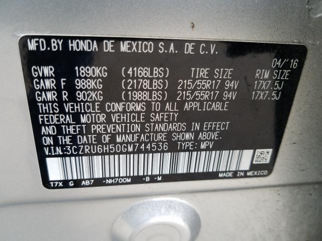 Photo 9 VIN: 3CZRU6H50GM744536 - HONDA HR-V EX 