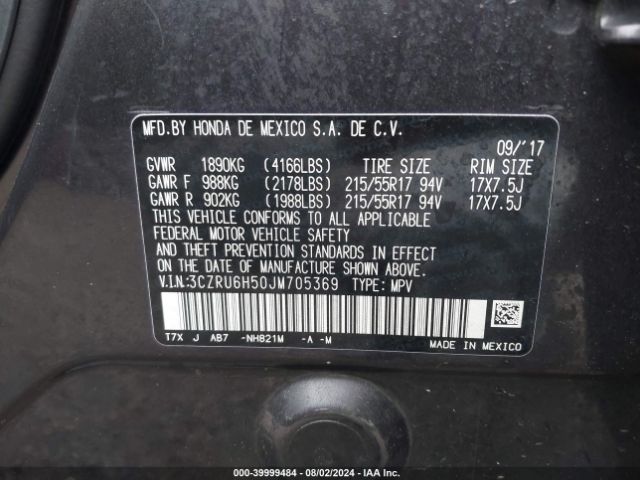 Photo 8 VIN: 3CZRU6H50JM705369 - HONDA HR-V 