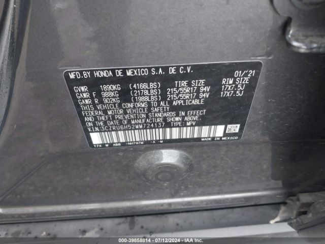 Photo 8 VIN: 3CZRU6H52MM724137 - HONDA HR-V 