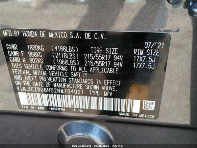 Photo 8 VIN: 3CZRU6H52NM704097 - HONDA HR-V 