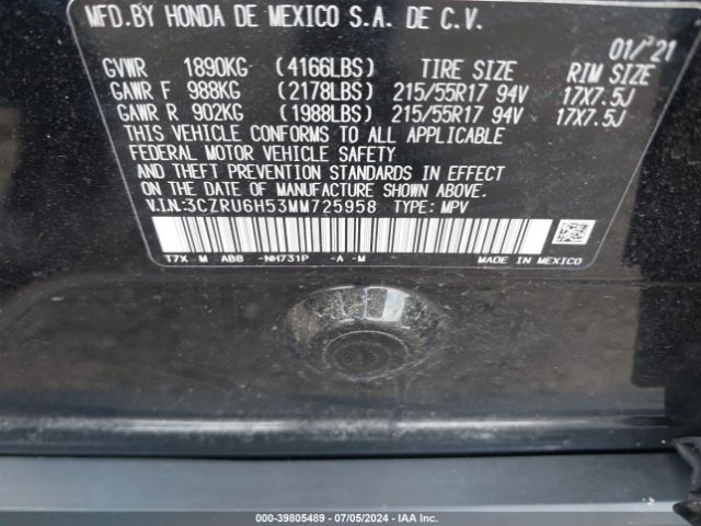 Photo 8 VIN: 3CZRU6H53MM725958 - HONDA HR-V 