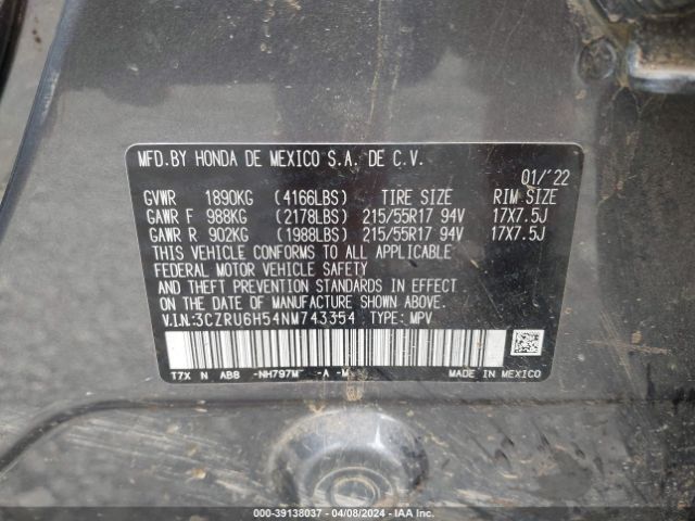 Photo 8 VIN: 3CZRU6H54NM743354 - HONDA HR-V 