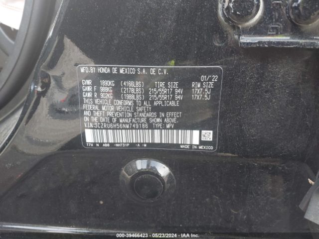 Photo 8 VIN: 3CZRU6H56NM749186 - HONDA HR-V 