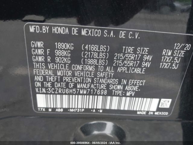 Photo 8 VIN: 3CZRU6H57MM717698 - HONDA HR-V 