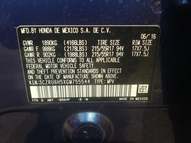 Photo 9 VIN: 3CZRU6H5XGM755544 - HONDA HR-V 