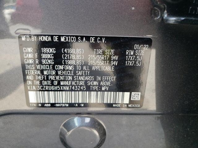 Photo 9 VIN: 3CZRU6H5XNM743245 - HONDA HR-V EX 