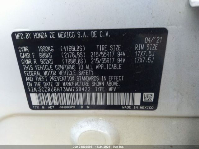 Photo 8 VIN: 3CZRU6H73MM738422 - HONDA HR-V 