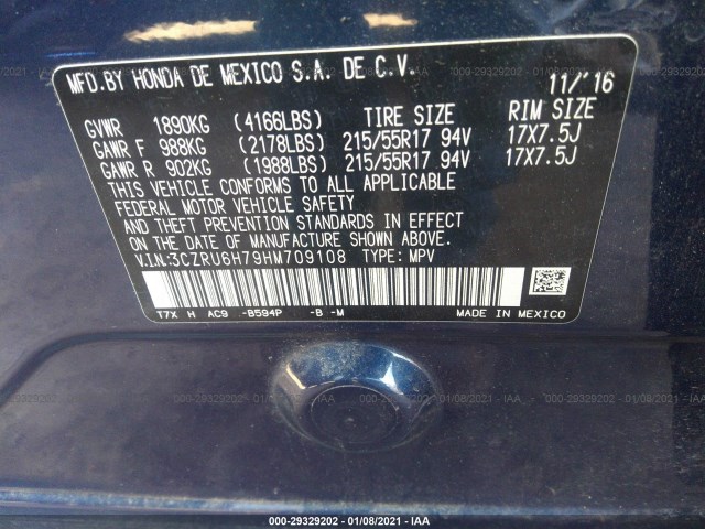 Photo 8 VIN: 3CZRU6H79HM709108 - HONDA HR-V 