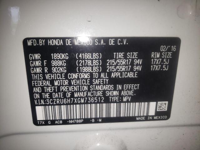 Photo 9 VIN: 3CZRU6H7XGM736512 - HONDA HRV 