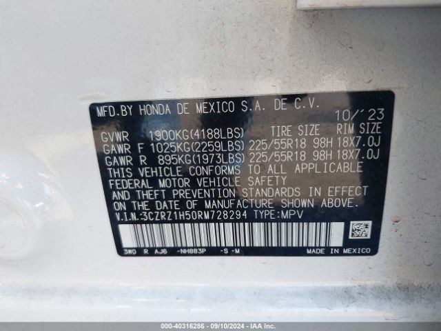 Photo 8 VIN: 3CZRZ1H50RM728294 - HONDA HR-V 