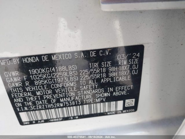 Photo 8 VIN: 3CZRZ1H52RM753813 - HONDA HR-V 