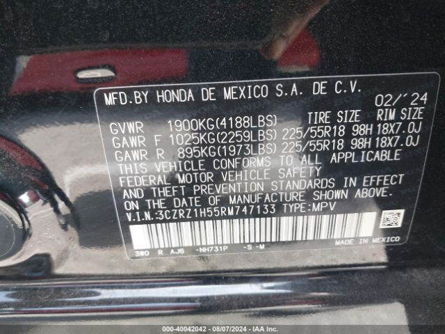 Photo 8 VIN: 3CZRZ1H55RM747133 - HONDA HR-V 