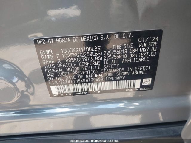 Photo 8 VIN: 3CZRZ1H5XRM739559 - HONDA HR-V 