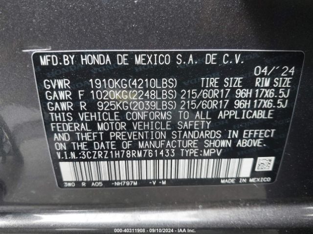 Photo 8 VIN: 3CZRZ1H78RM761433 - HONDA HR-V 