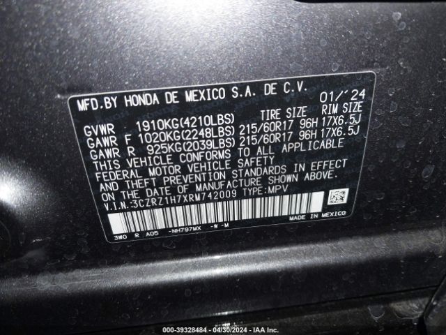 Photo 8 VIN: 3CZRZ1H7XRM742009 - HONDA HR-V 