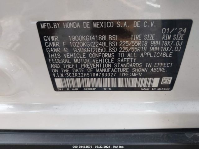 Photo 8 VIN: 3CZRZ2H51RM763027 - HONDA HR-V 