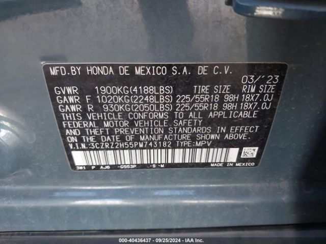 Photo 8 VIN: 3CZRZ2H55PM743182 - HONDA HR-V 