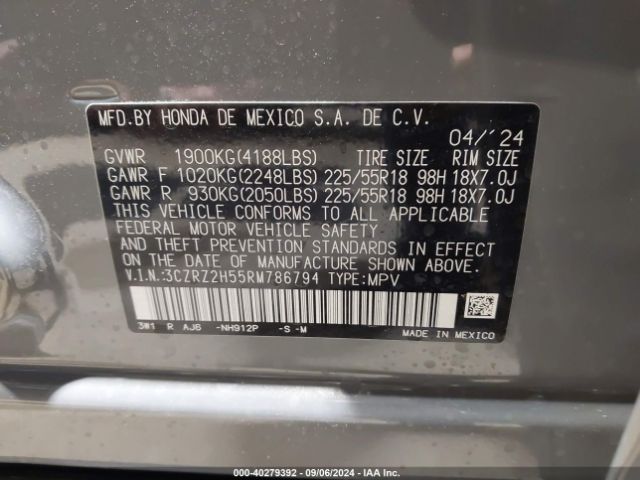 Photo 8 VIN: 3CZRZ2H55RM786794 - HONDA HR-V 